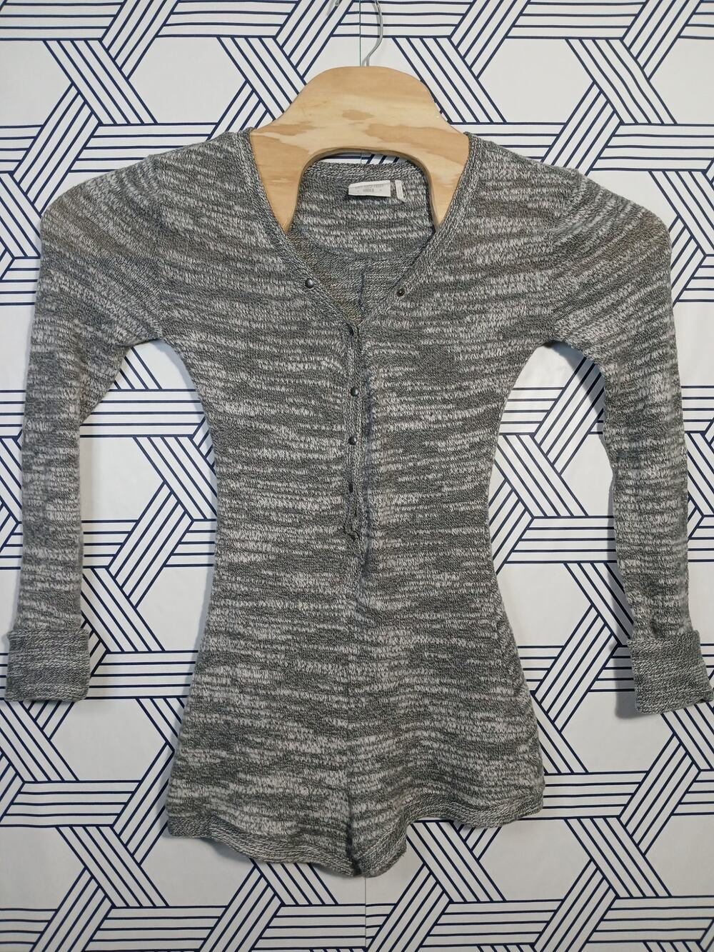 Out From Under Henley Romper Cozy Knit Soft Girl Lounge Minimalist Aesthetic